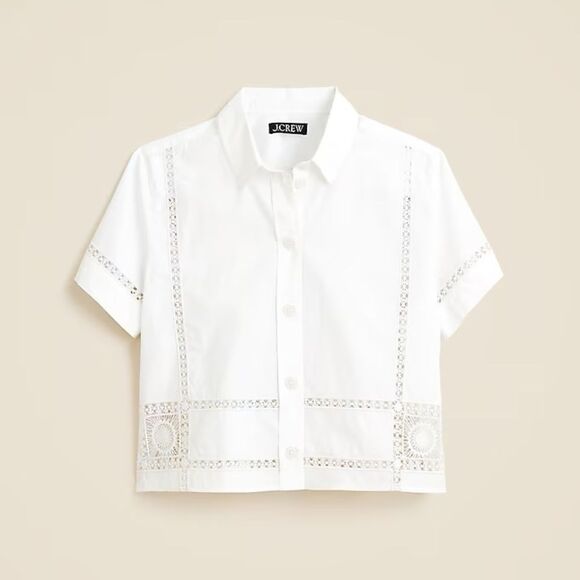 NWT J CREW Gamine eyelet-trim shirt in white - Picture 5 of 10